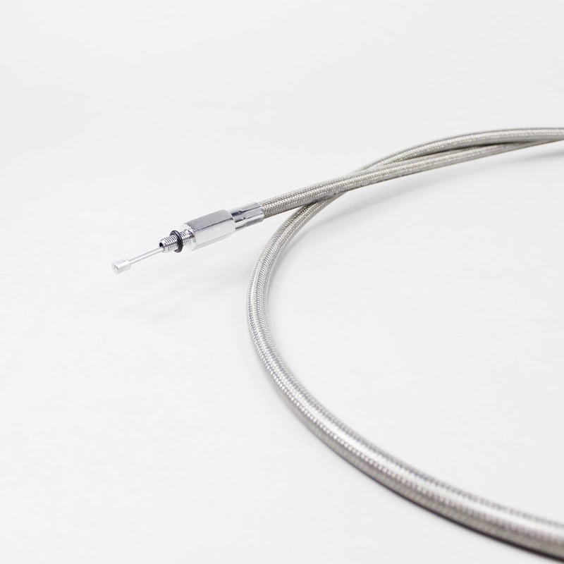 PJMTCUSTOM Chrome Silver Stainless Steel Braided Clutch Cable Fits For Harley Davidson Softail Dyna Sportster Touring Throttle by Cable Models (75.0" Long) - Image 3